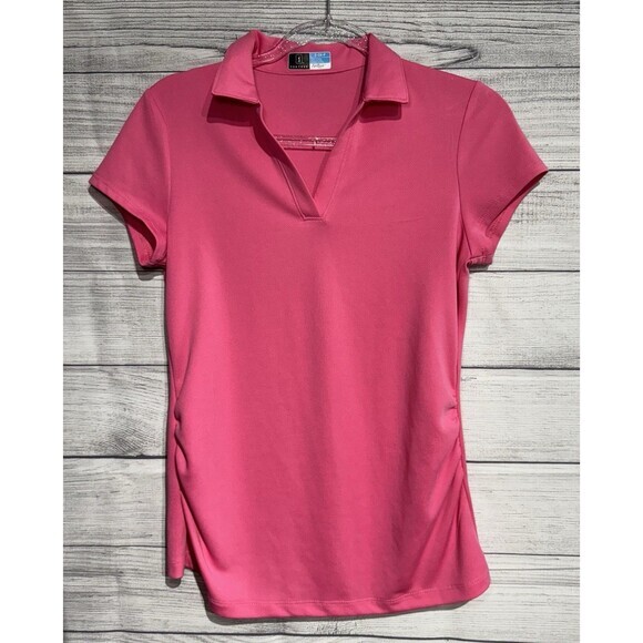 PGA Tour Ladie's Collared Polo Shirt Coral Pink Gathering Airflux Size SMALL - Picture 1 of 6